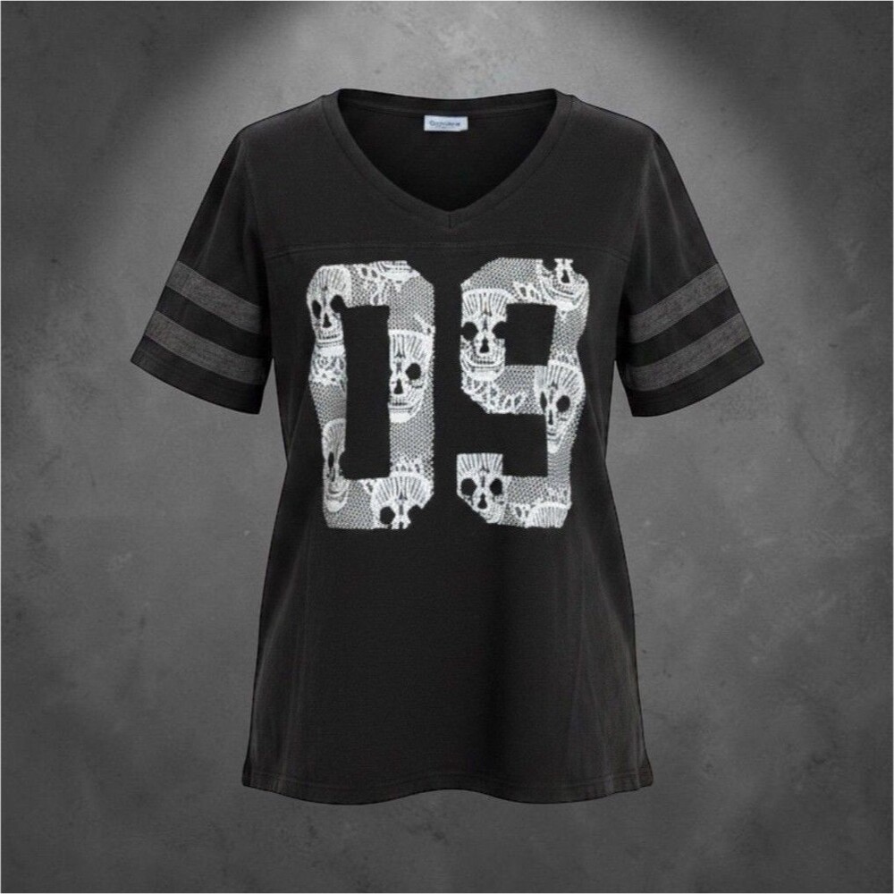 Torrid Black Skull Graphic Tee, Grunge Short Sleeve 100% Cotton Jersey Tshirt s0